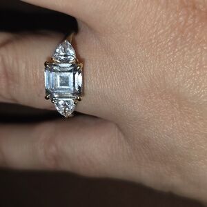 New Gold Plated Three Stone Ring 8